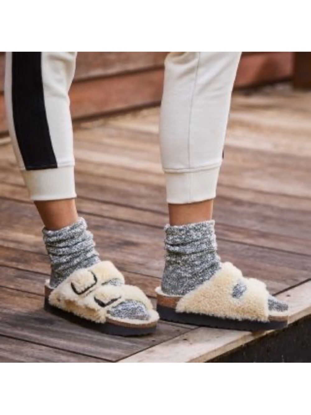 Birkenstock Papillio Big Buckle Shearling Cream Sandals Women’s Size 9